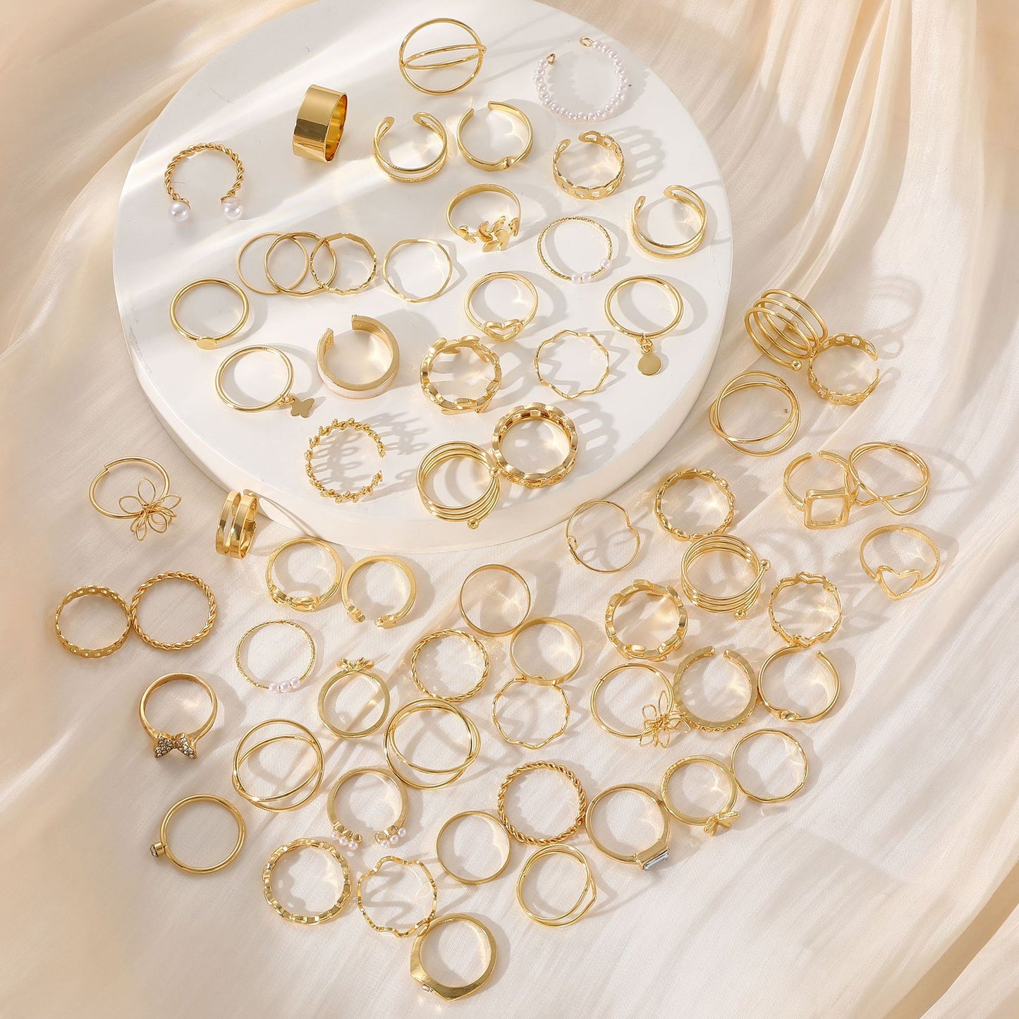 Flower & Butterfly Spiral Ring Set (66-Piece)