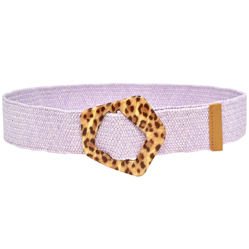 Round Braided Resin Buckle Ladies Belt