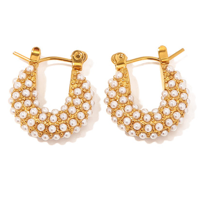 French Freshwater Pearl Hoop Earrings