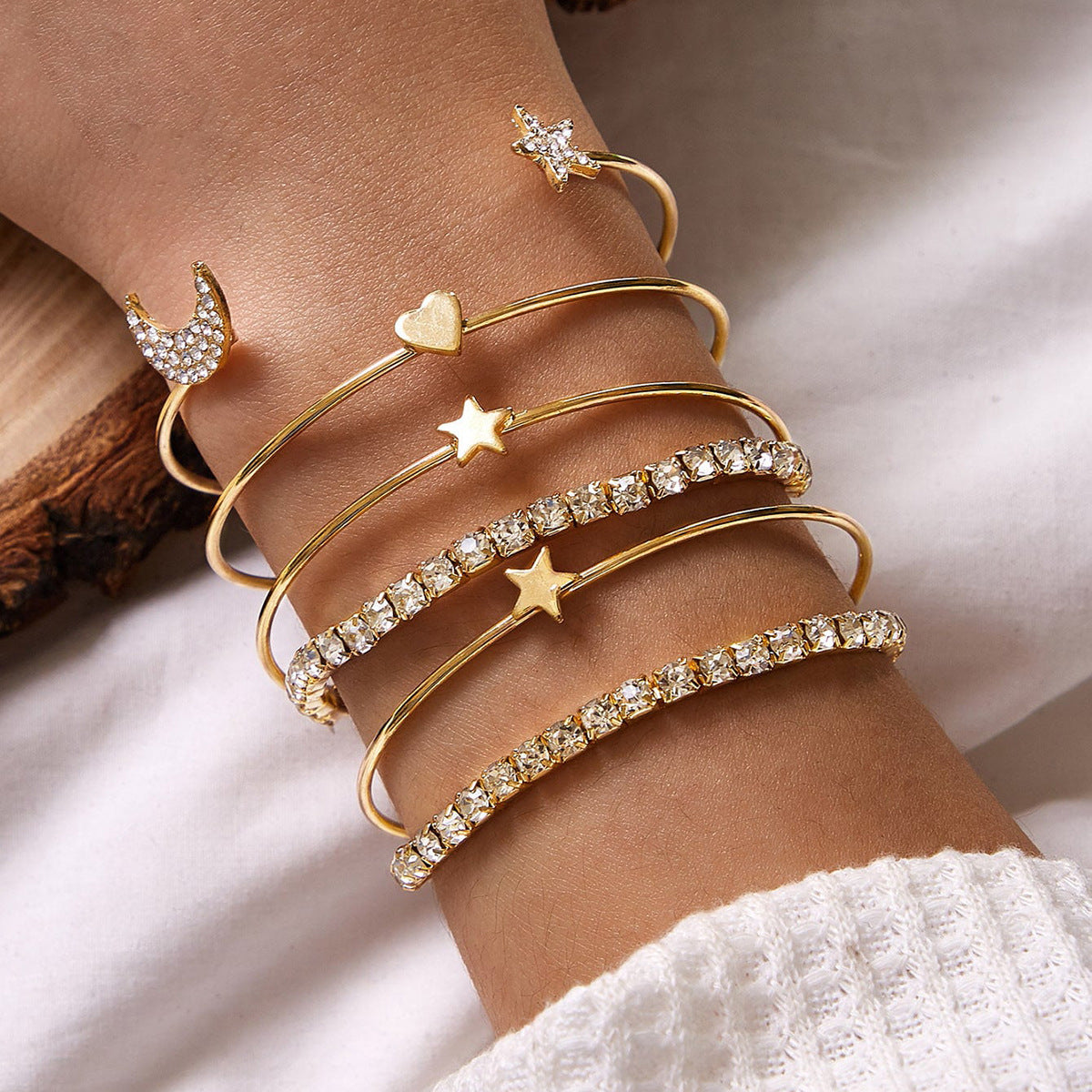 Sparkling Star Moon Bracelet Set