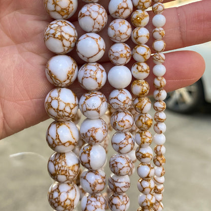 Gold thread turquoise loose bead synthetic gold wire white pine bracelet