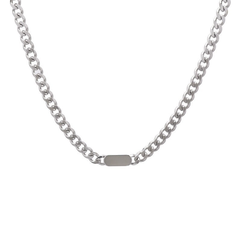 KANSAI Titanium Steel Round-Square Minimal Chain Necklace