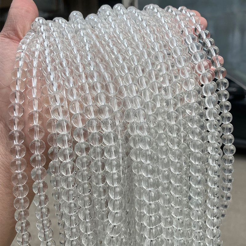 Perlas de vidrio blanco, perlas redondas, perlas sueltas de imitación de cristal blanco 