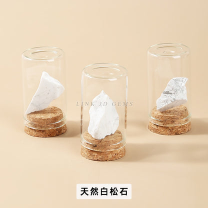 Botella de los deseos con muestra de mineral de roca de cristal 