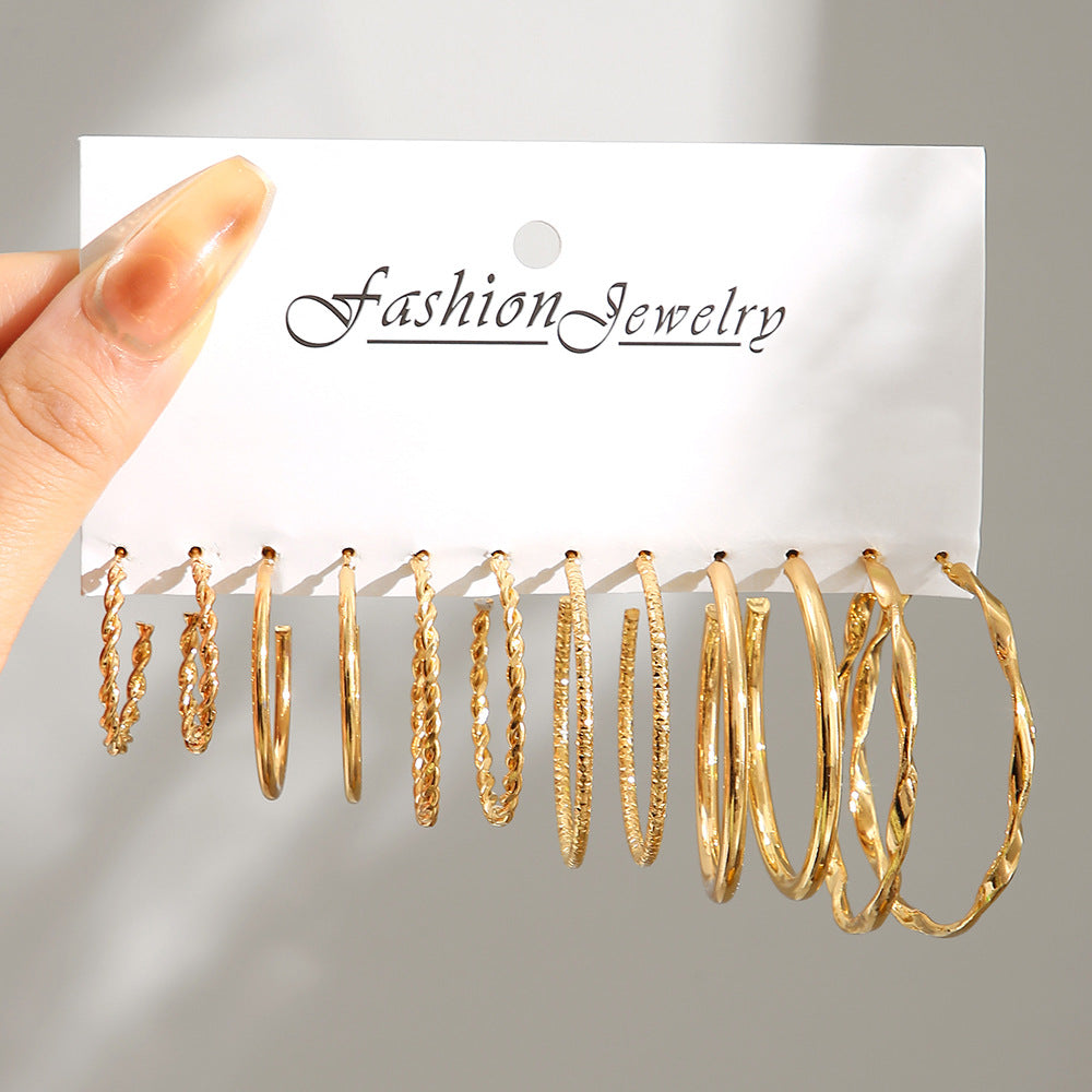 Gold C-Shaped Rhinestone Chain Earrings
