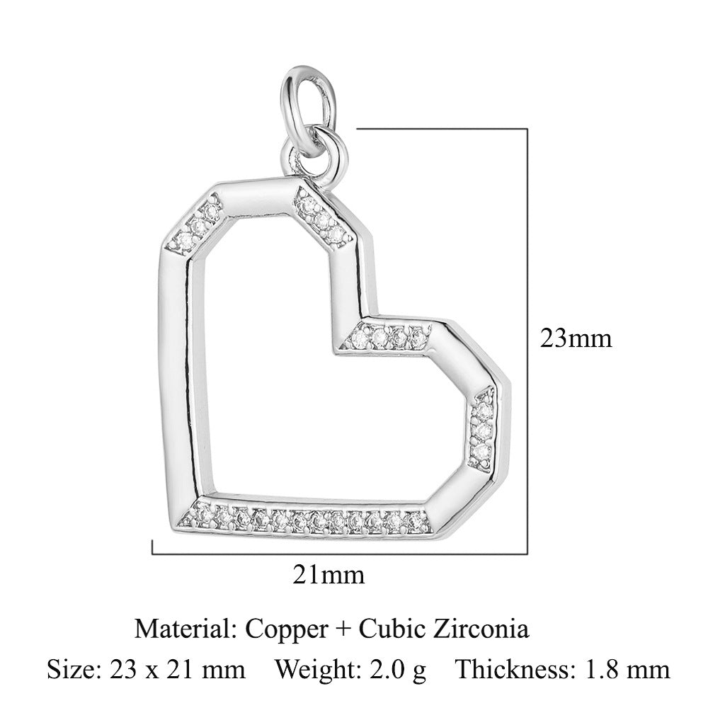 Colgante de cobre y circonita con forma de llave y candado en forma de corazón de melocotón 