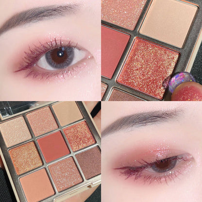 Paleta de sombras de ojos acrílicas transparentes de nueve colores 