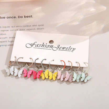 Colorful butterfly earrings set 5 pieces