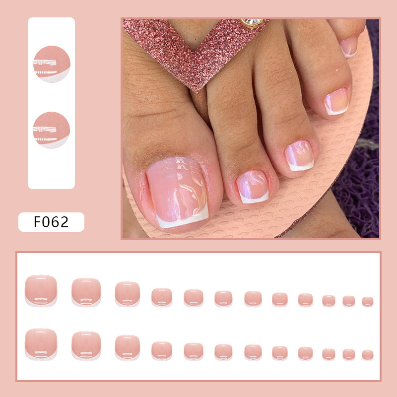 French Diamond Glitter Toe Nails
