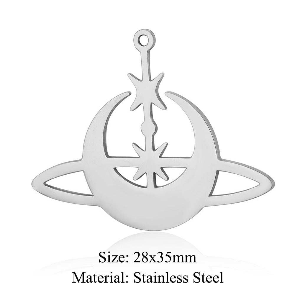 5 pcs/pack geometric shaped cosmic water drop titanium steel pendant