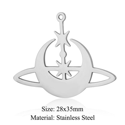 5 pcs/pack geometric shaped cosmic water drop titanium steel pendant