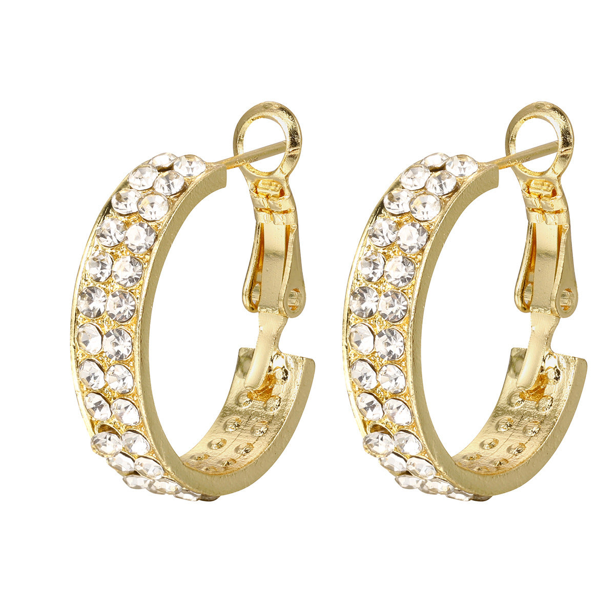 Sparkling Stud Hoop Earrings