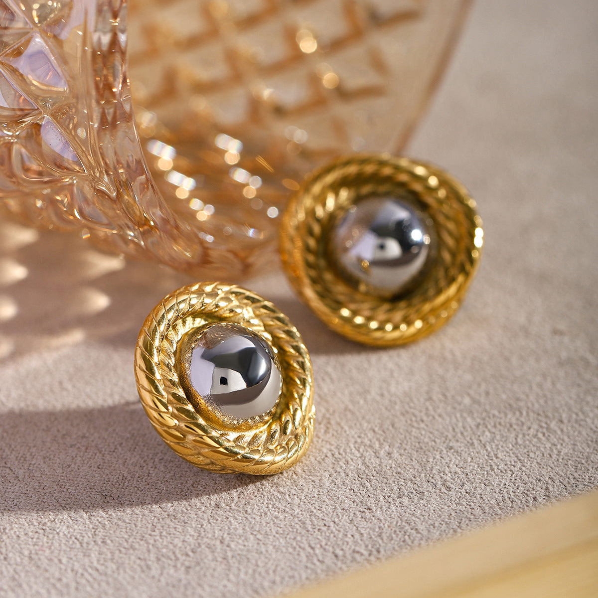 Textured Circle Earrings