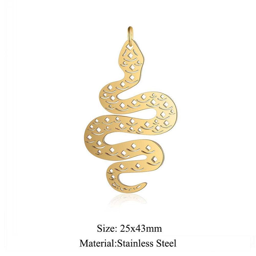 5 pcs/titanium steel paper-cut style animal pendant.