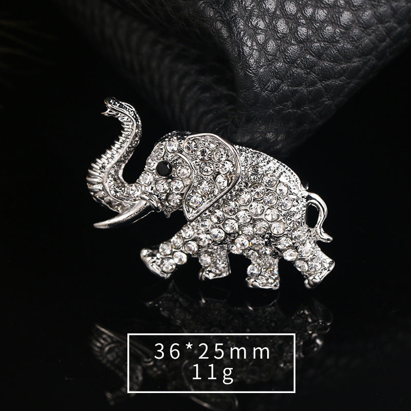 Enamel Oil Drop Diamond Elephant Brooch