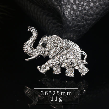 Enamel Oil Drop Diamond Elephant Brooch