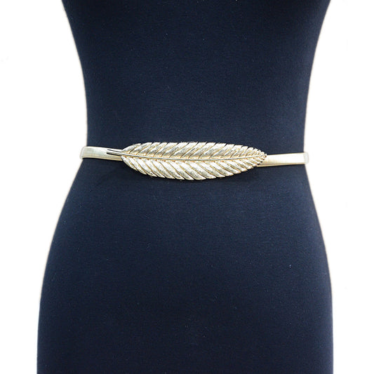 Casual feather buckle elastic waist chain