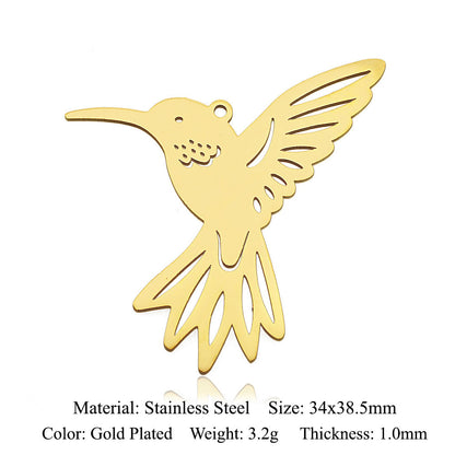 5 pcs/pack Hummingbird Moth Titanium Steel Pendant