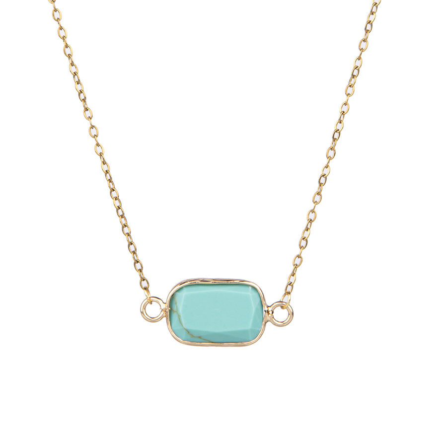 Colar oval com pingente em aço inoxidável banhado a ouro 