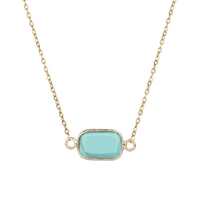 Colar oval com pingente em aço inoxidável banhado a ouro 