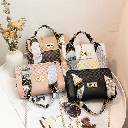 Printed small square bag chain messenger bag