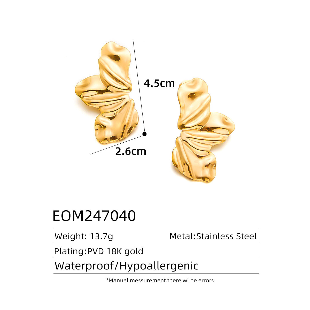 18K Gold Titanium Steel Hollow Geometric Statement Earrings