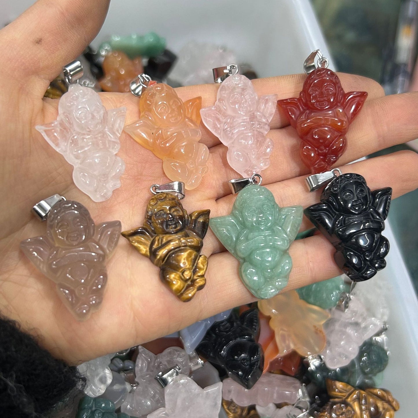 Engraved Cupid Angel Necklace Pendant