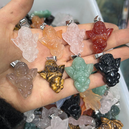 Engraved Cupid Angel Necklace Pendant