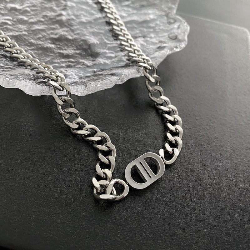 Hip-hop Double D Letter Necklace, Trendy Design