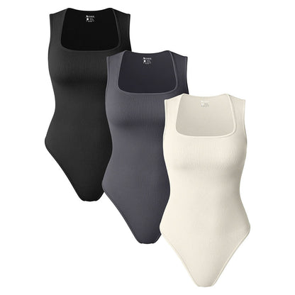 Mono de yoga ajustado con cintura alta y elástico que esculpe el cuerpo con un chaleco acanalado sexy 