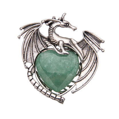 Colgante de cristal en forma de corazón de pterosaurio de dragón volador vintage 