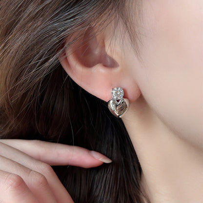 Temperament zircon love stud earrings woman
