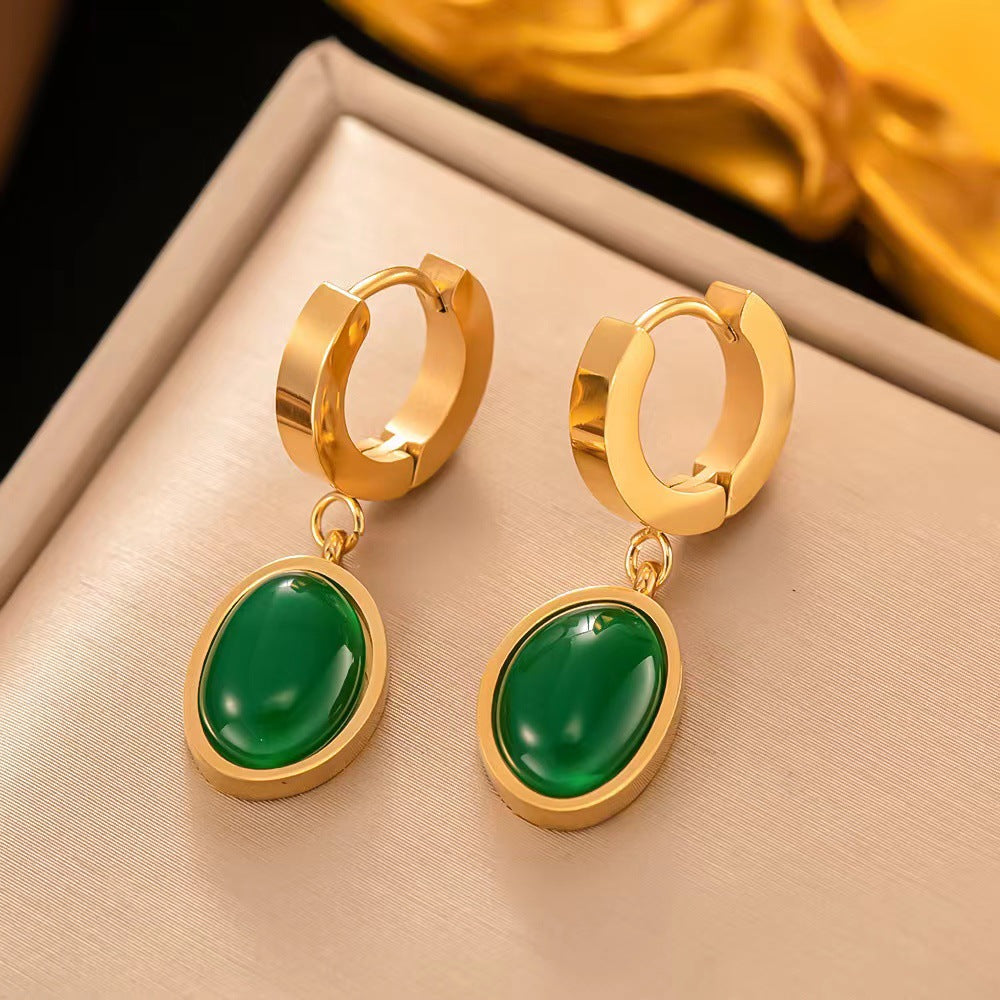 Conjunto de cadena de hoja verde turquesa vintage, collar de nicho de diseño de alta gama 