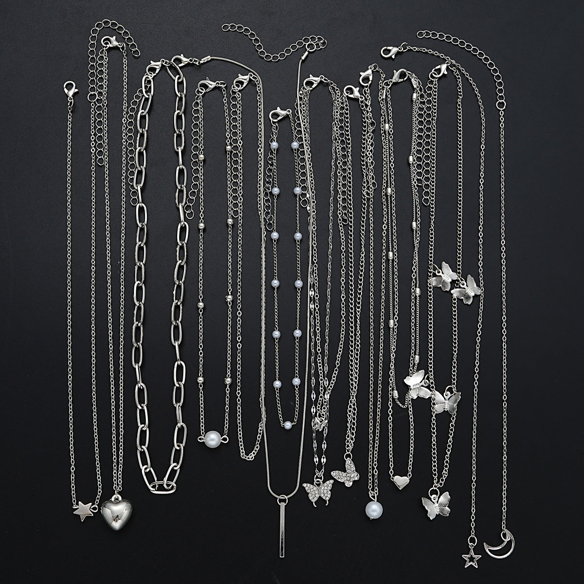 Star, Moon & Butterfly 14-Piece Necklace Set