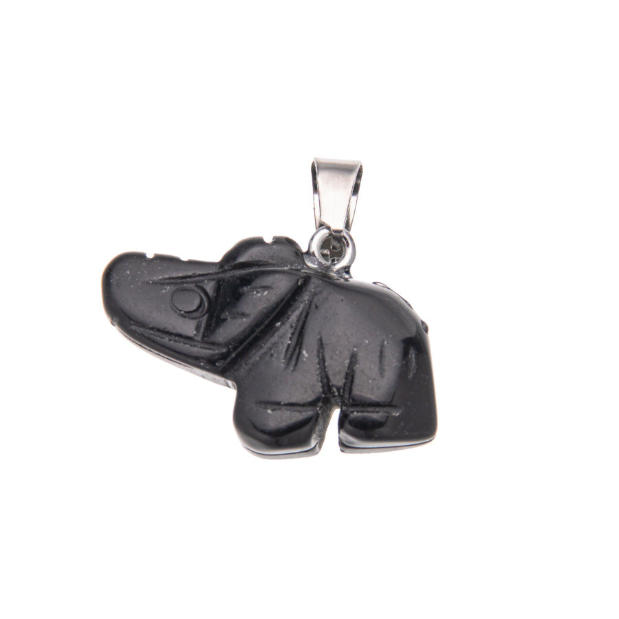 Pingente de elefante esculpido em cristal animal 