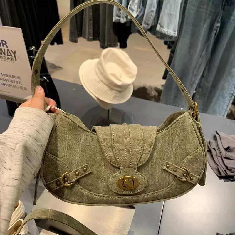 Vintage Crossbody Canvas Saddle Bag