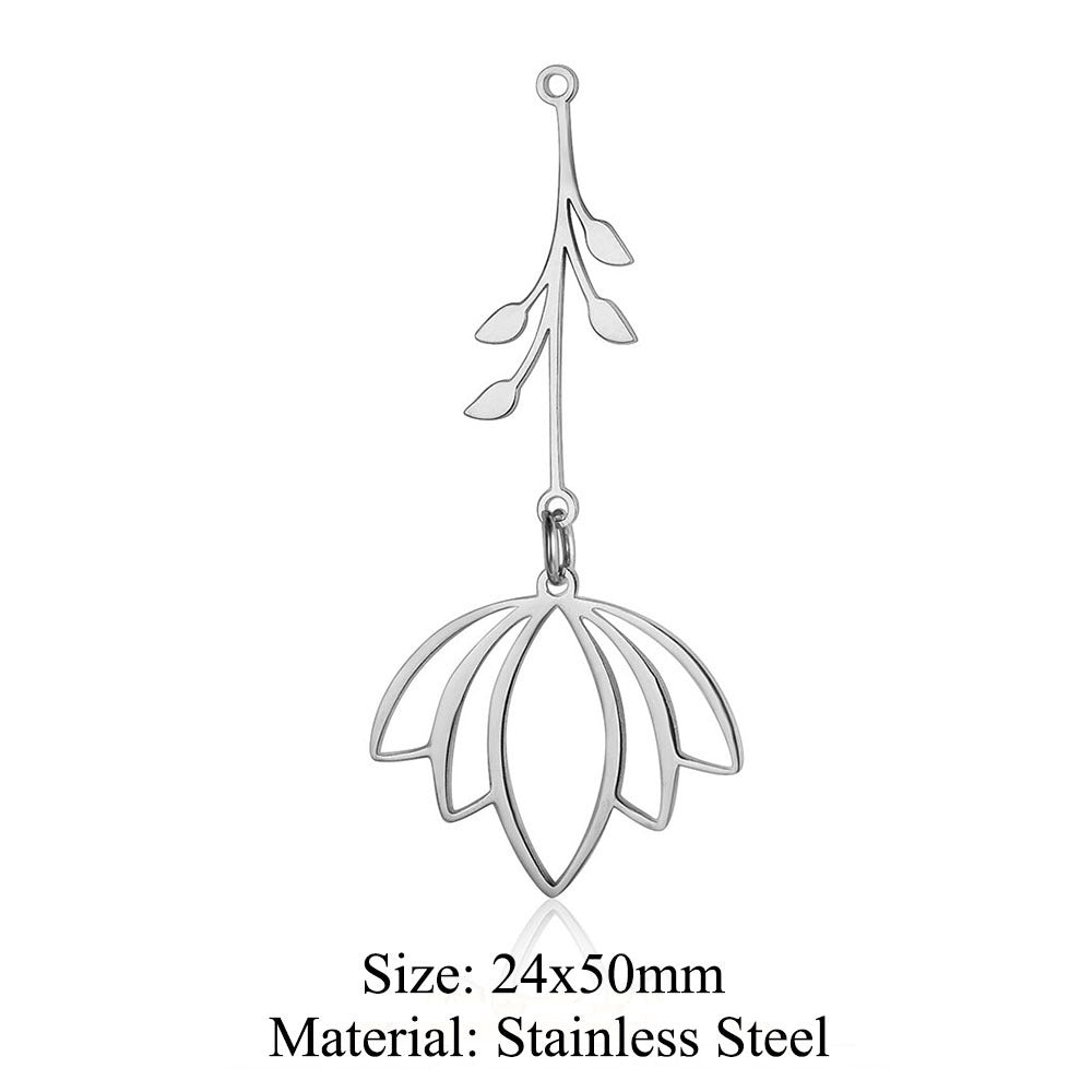 5 pcs/pack flower fringed titanium steel pendant