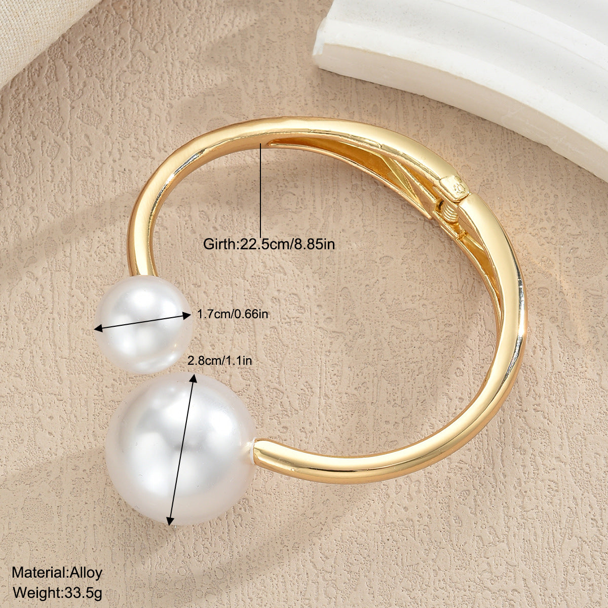 Imitation Pearl Opening Bracelet
