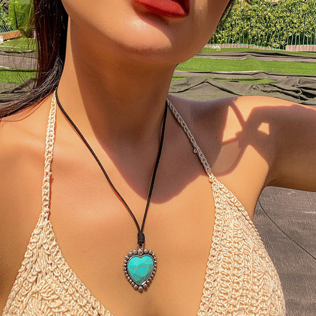 Turquoise love pendant necklace