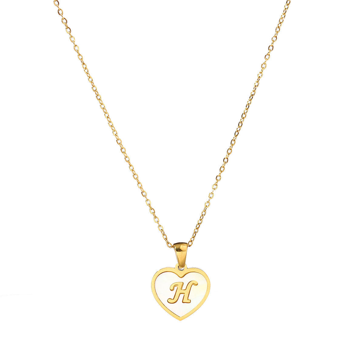 Titanium steel heart-shaped 26 English letter necklace