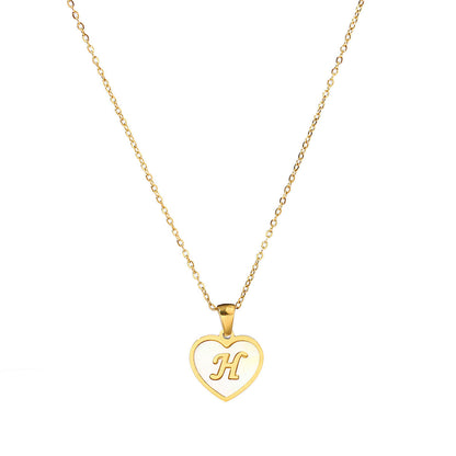 Titanium steel heart-shaped 26 English letter necklace