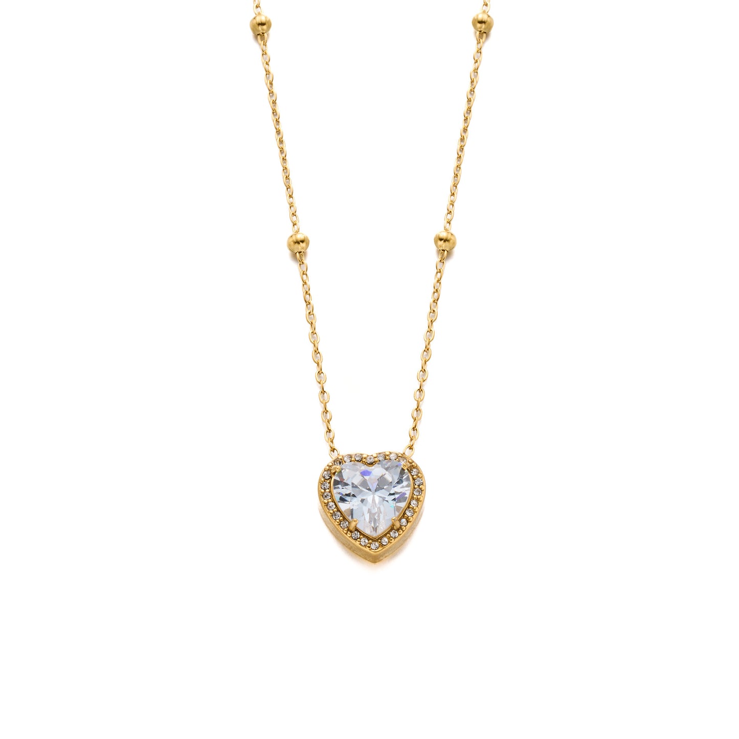18K Gold Plated Heart Diamond Necklace