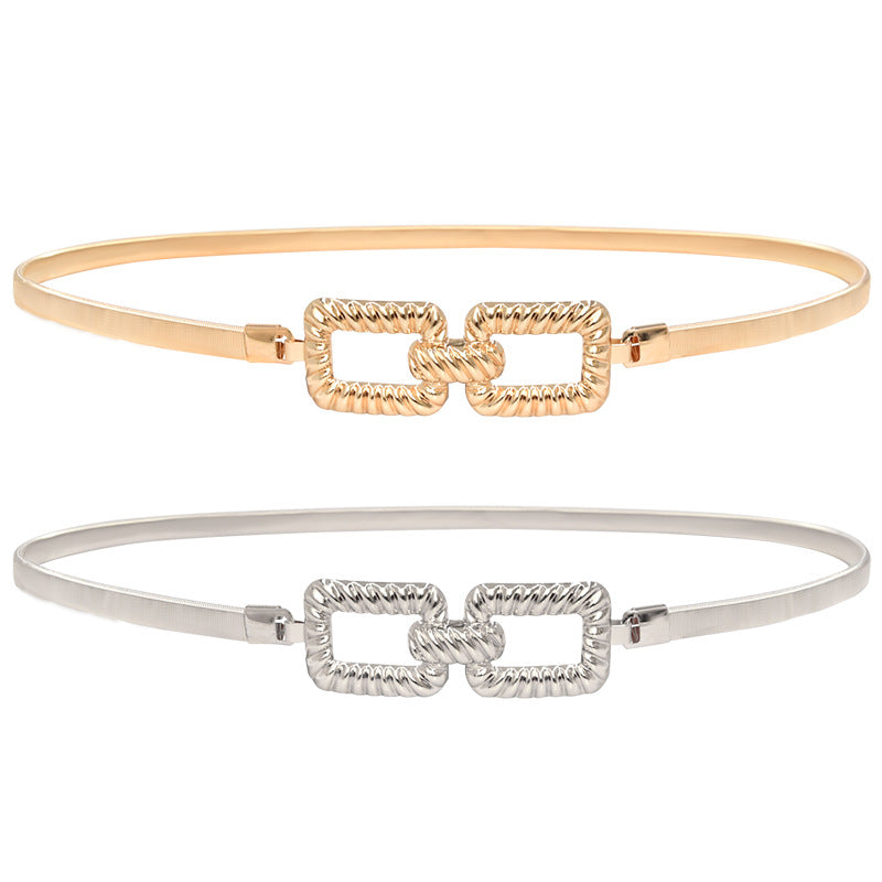 fashion Elastic thin belt female gold