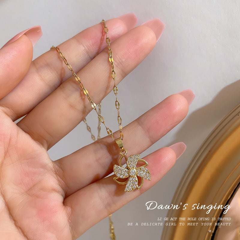 Rotatable small windmill necklace