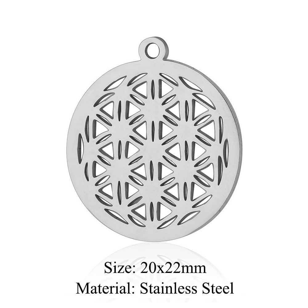 5 pcs/pack Four Leaf Clover Tree of Life Transfer Titanium Steel Pendant