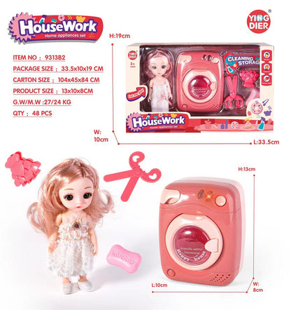 Children's Pretend Play Toy Simulation Washing Machine Mini Household Appliance Set Multidimensional Cognition