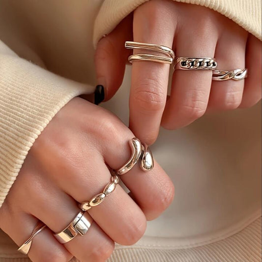 Irregular Geometric Ring Set (7 Pieces)