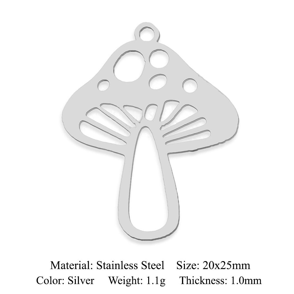 5 pcs/pack, mushroom flower titanium steel pendant.