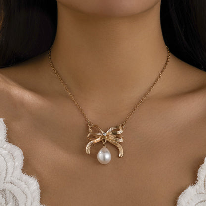 Bow Round Brand Cross Chain Necklace