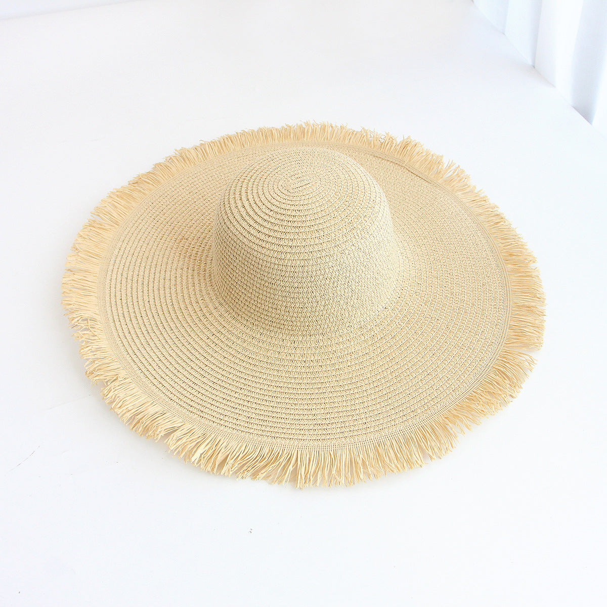 48cm Frayed Brim Straw Hat
